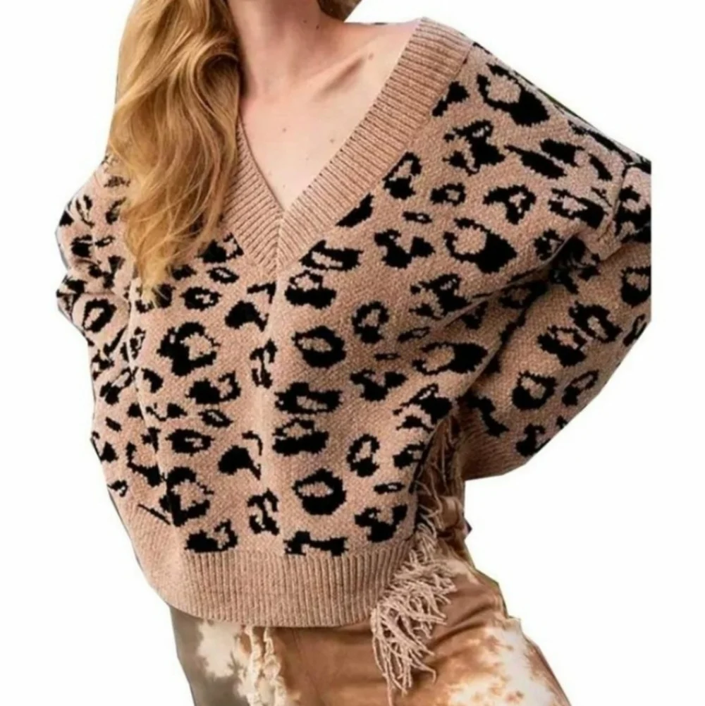 POL Distressed Leopard Chenille Sweater Pullover